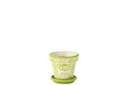 Flowerpot+Plate Granada Handmade/Handpainted Ceramic Green/White