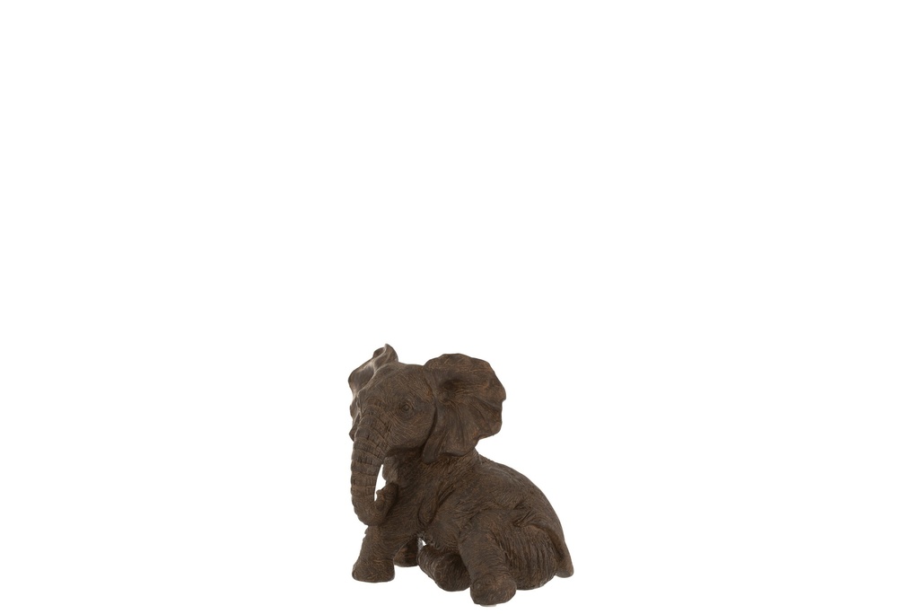 Elephant Lying Poly Dark Brown
