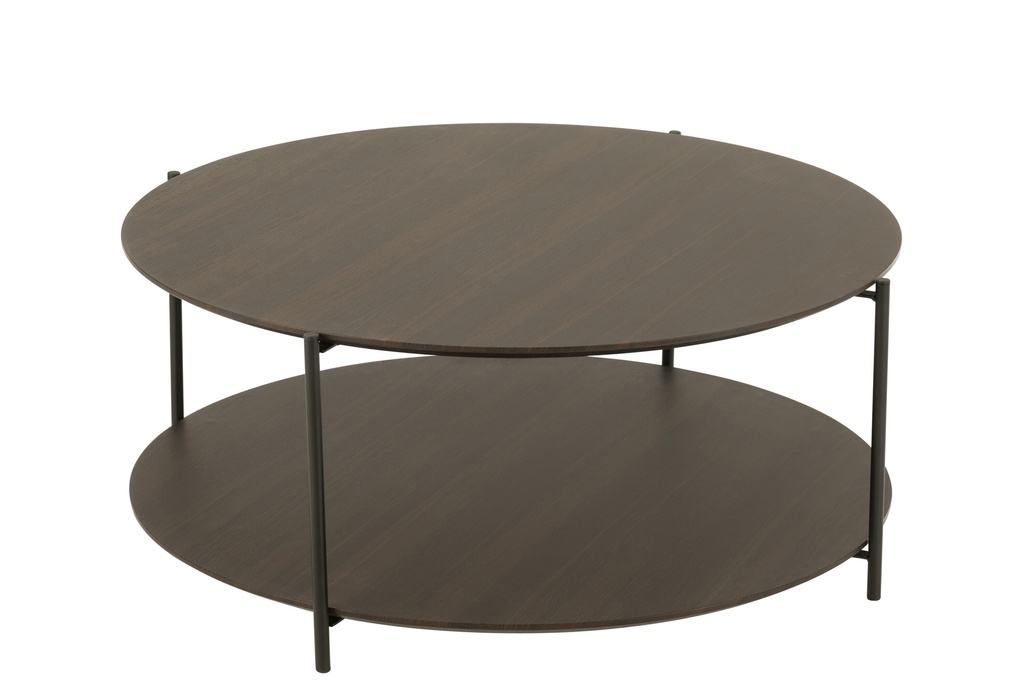 Table basse ronde en MDF/métal foncé