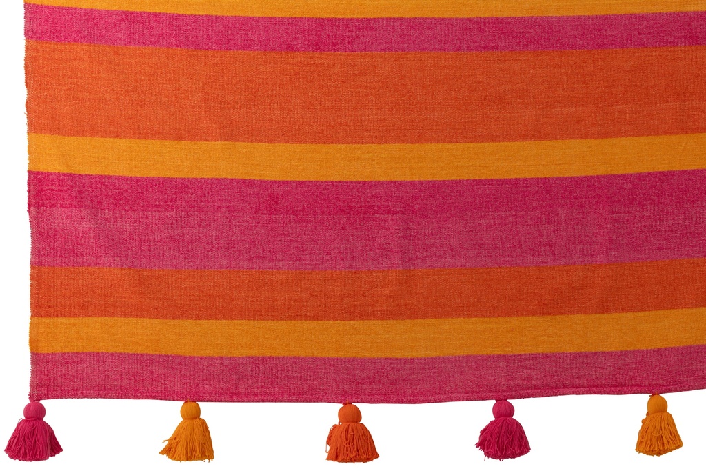 Mélange de coton à rayures et pompons