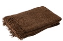 Plaid tissé + franges viscose marron foncé