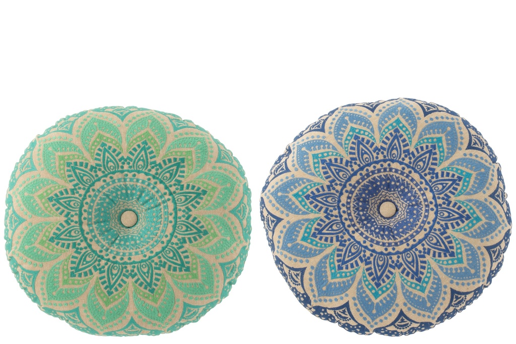 Coussin de sol rond en coton fleuri