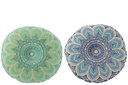Coussin de sol rond en coton fleuri