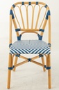 Chaise de salle à manger en rotin bleu/blanc