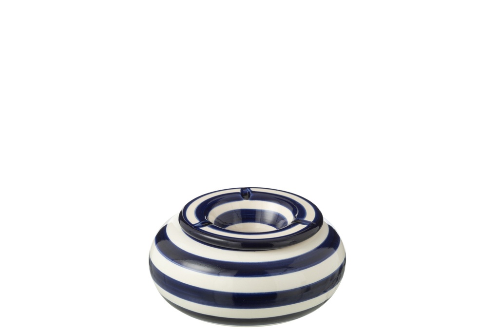 Cendrier Granada Stripes Céramique Blanc/Cobalto
