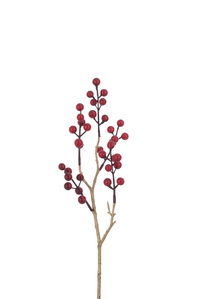 [37550] Baies de branche en plastique rouge/or