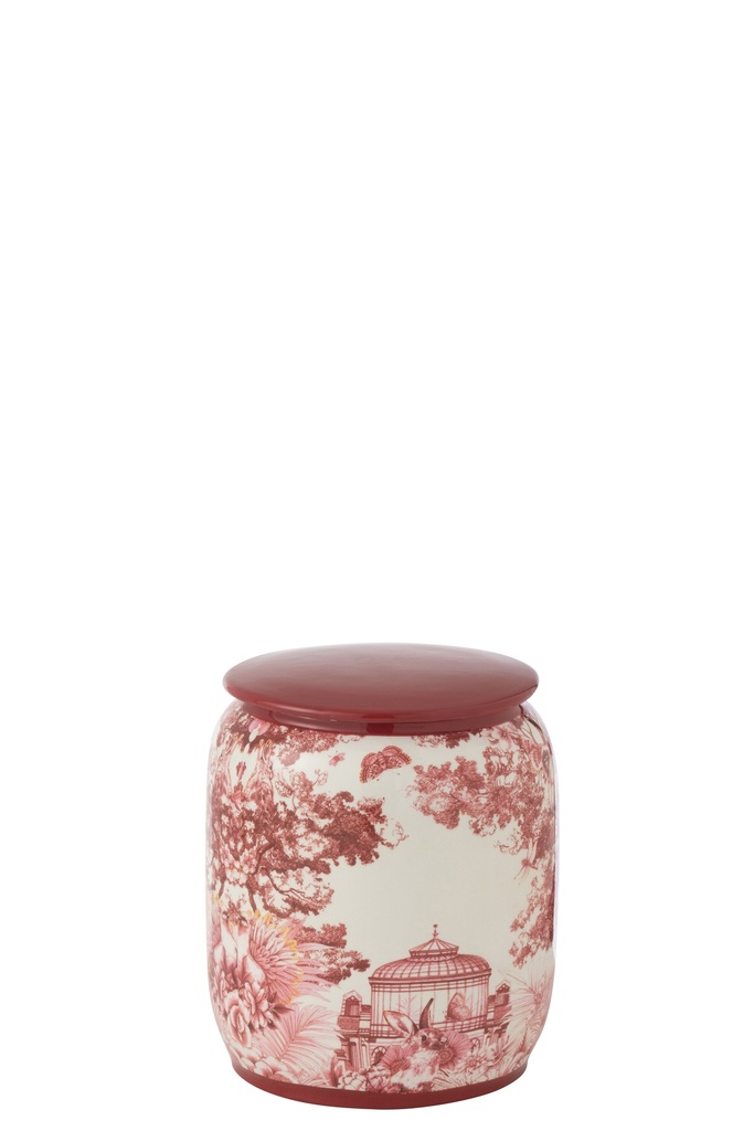 [48441] Jar Moriko Round Porcelain Red/White