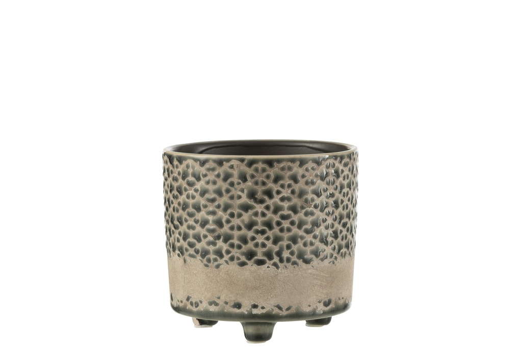 Pot de fleurs mosaïque en céramique gris/bleu petit