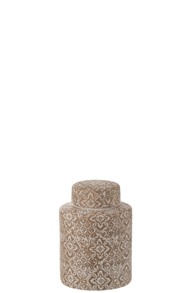 [48375] Jar Decorative Wabi Porcelain Beige/White