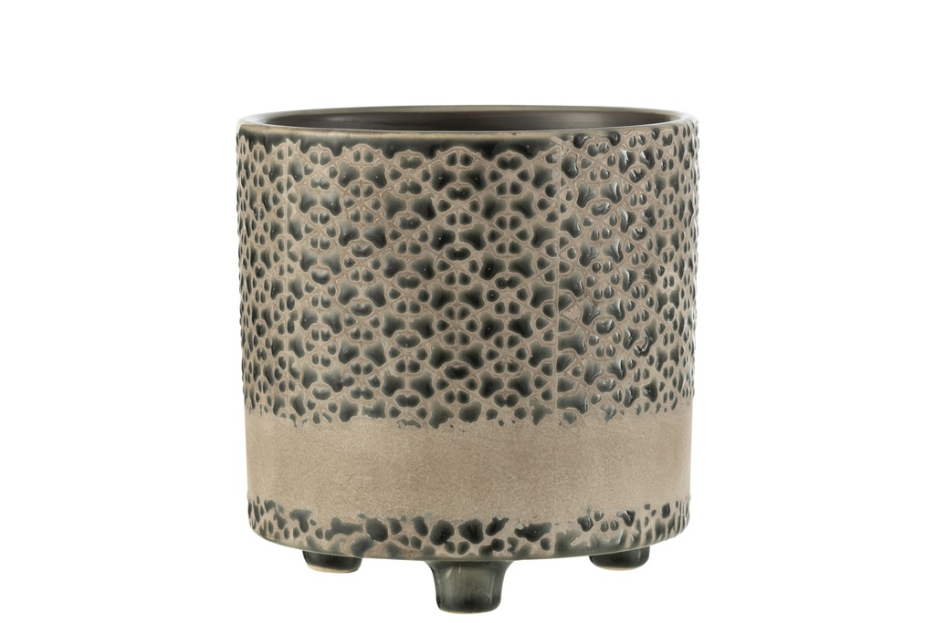Pot de fleurs mosaïque en céramique gris/bleu grand format