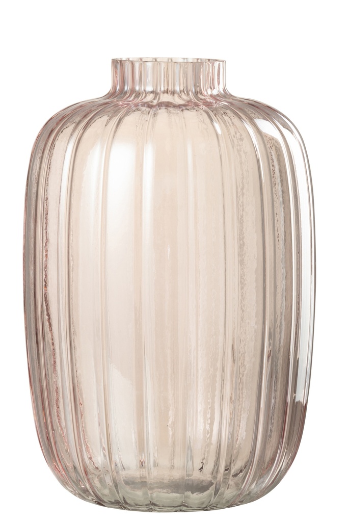 [30368] Vase Lines Glass Pink Large