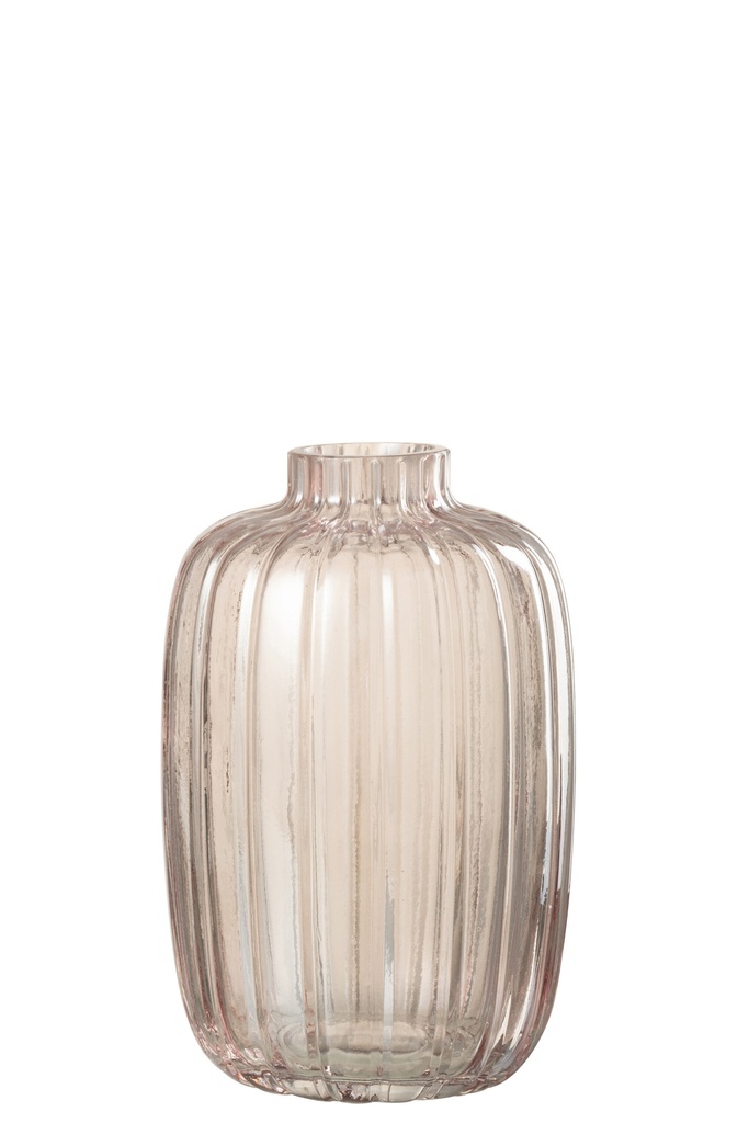 [30366] Vase Lines Glass Pink Small