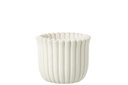 Pot de fleurs nervuré en ciment blanc grand format