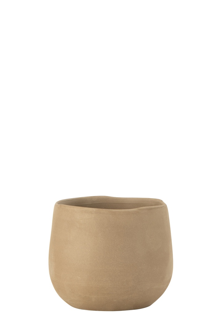 Pot de fleurs régulier en céramique beige