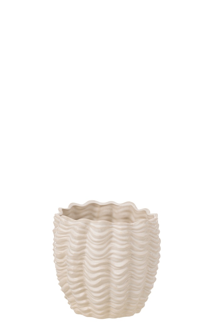 Pot de fleurs coquillage céramique beige petit