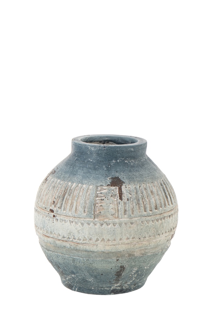 [60300] Flowerpot Antique Outdoor Magnesium Blue/White