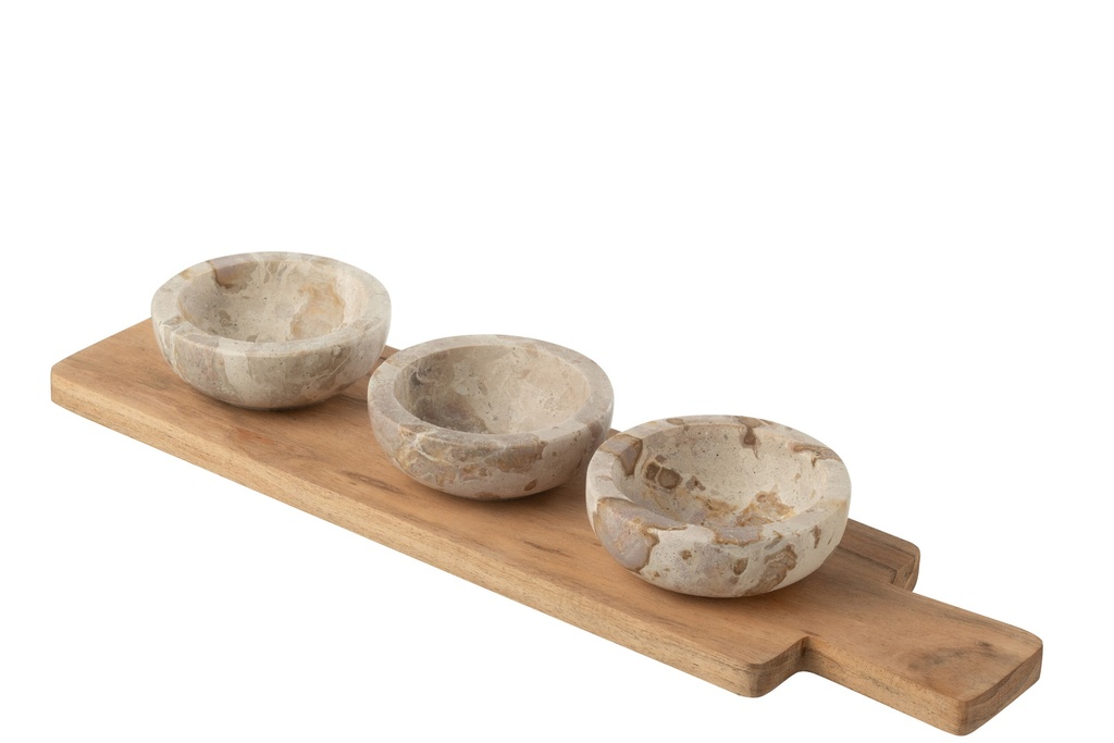 [59018] Condoment Set Marble Natural/Beige