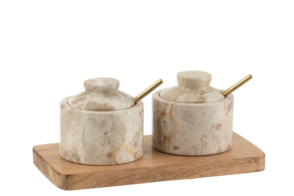 [59020] Condoment Set Marble Natural/Beige