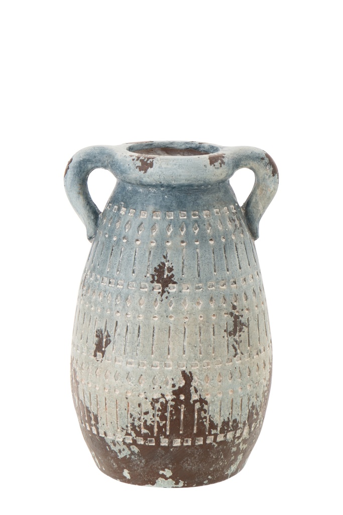 [60301] Flowerpot Antique Outdoor Magnesium Blue/White