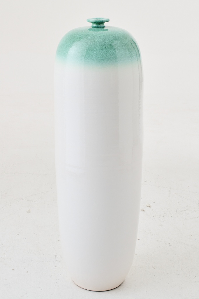 [61380] Floor Vase Ceramic Mint Green/White