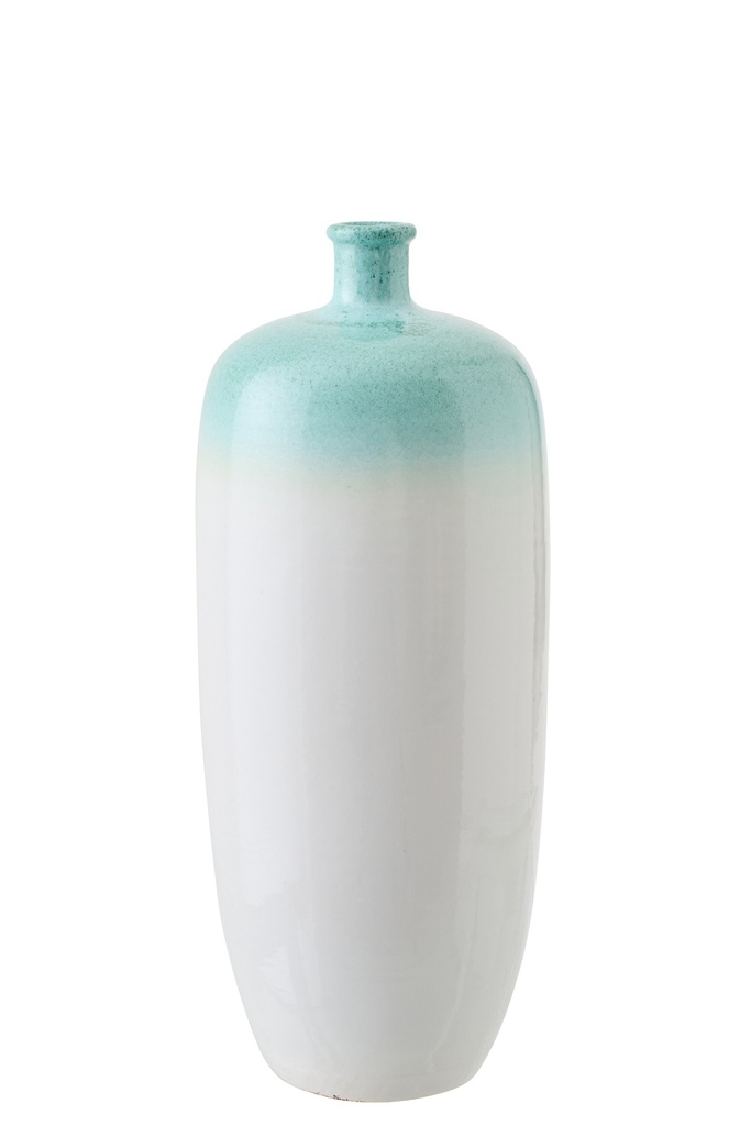 [61378] Floor Vase Ceramic Mint Green/White