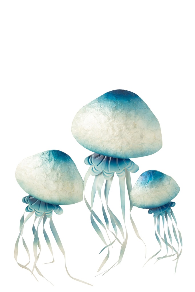 [60775] Wall Decoration Jellyfish Iron Blue/White