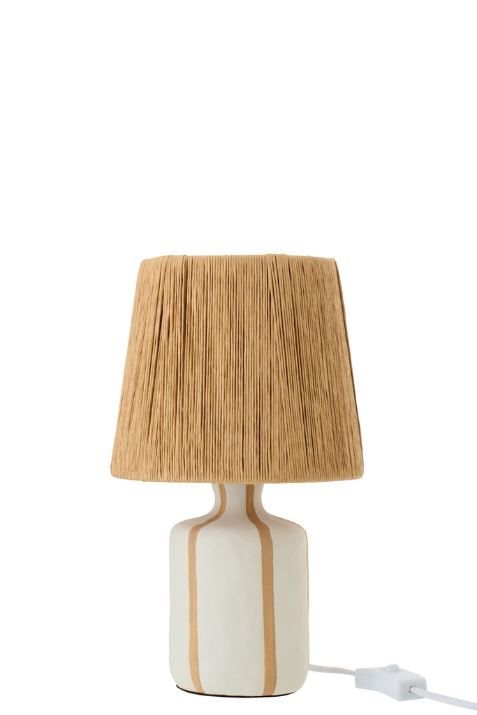 [63874] Table Lamp Striped Ceramic Natural/White