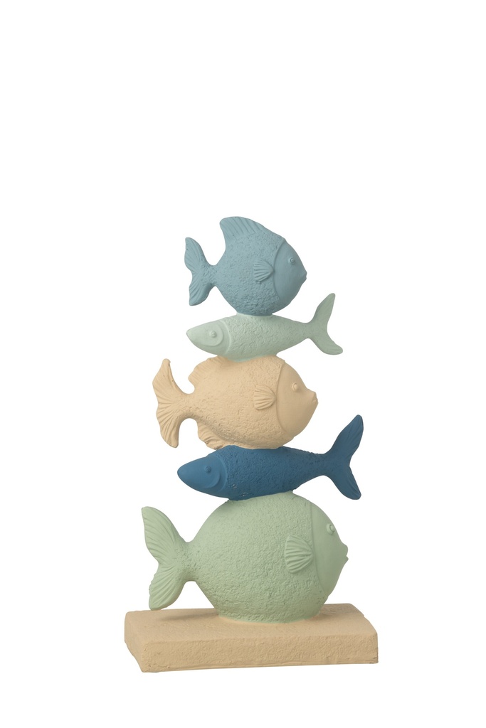 [63108] Fish On Base Polyresin Blue/Beige