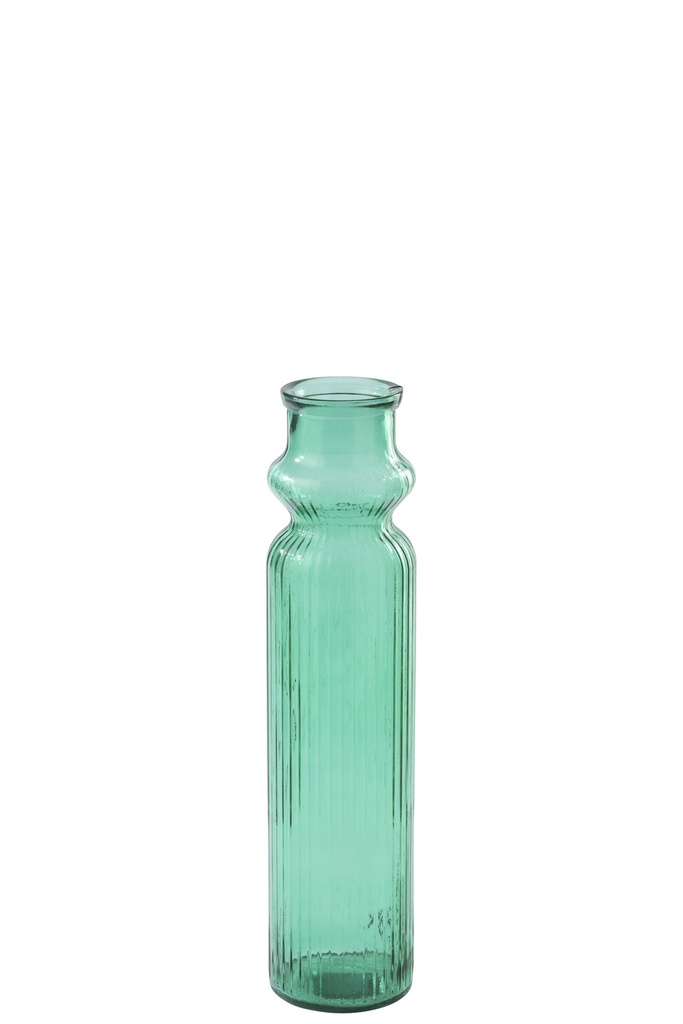 [62659] Vase Striped Glass Emerald Green
