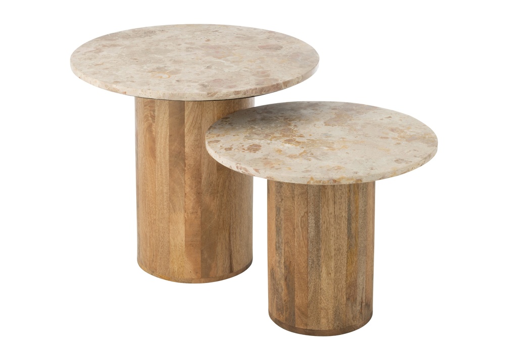 [64151] Set Of 2 Side Table Round