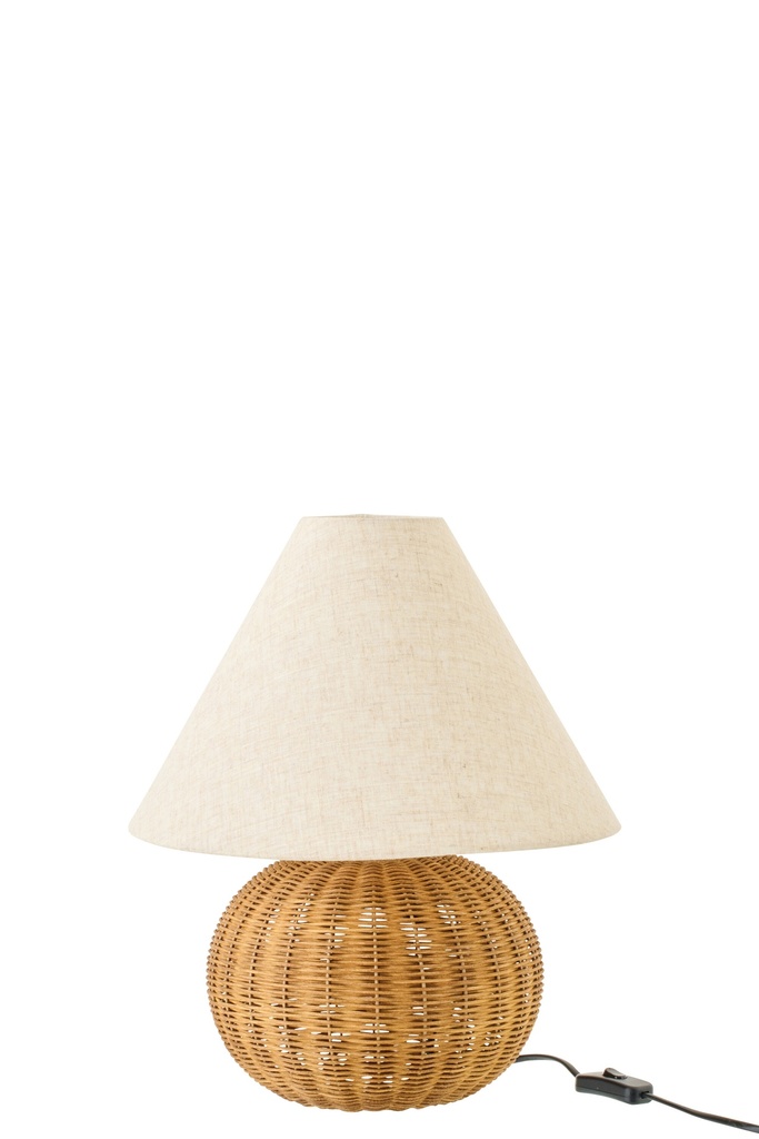 [63868] Table Lamp Ball Metal Natural/Ecru