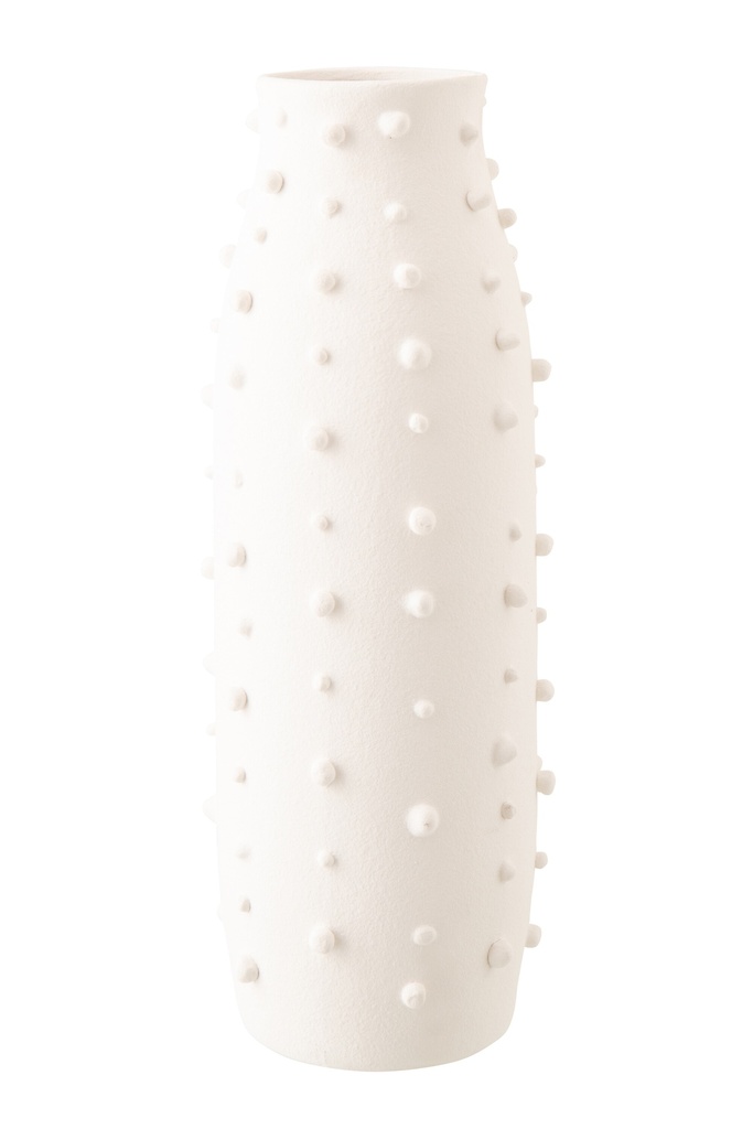 [63177] Vase Ruby Dots Stoneware White