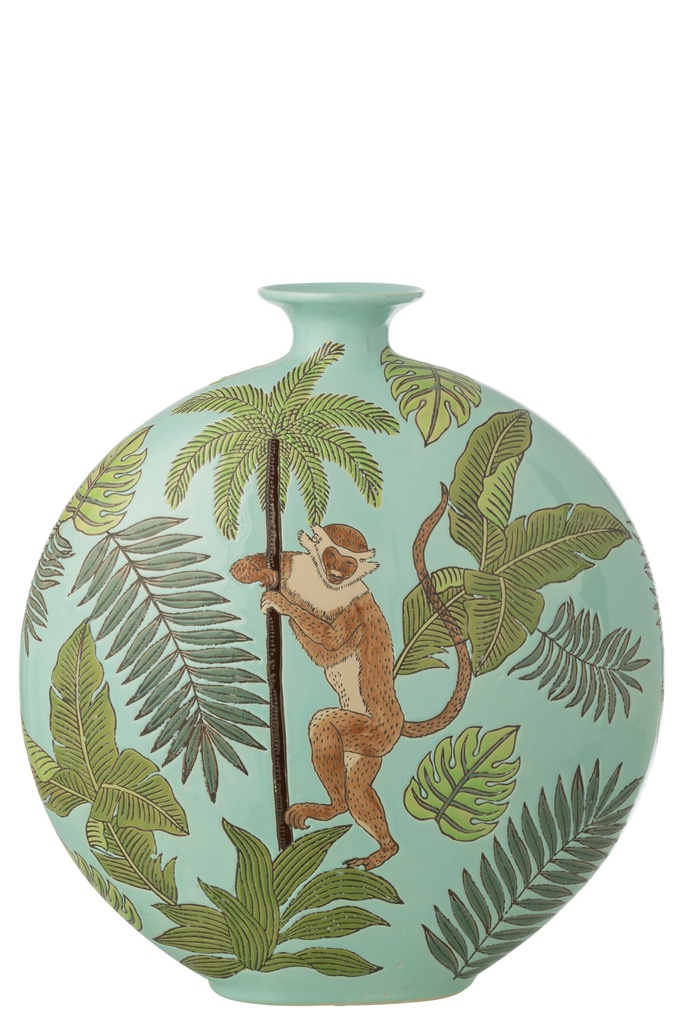 [63705] Vase Monkey Porcelain Multicolored Large