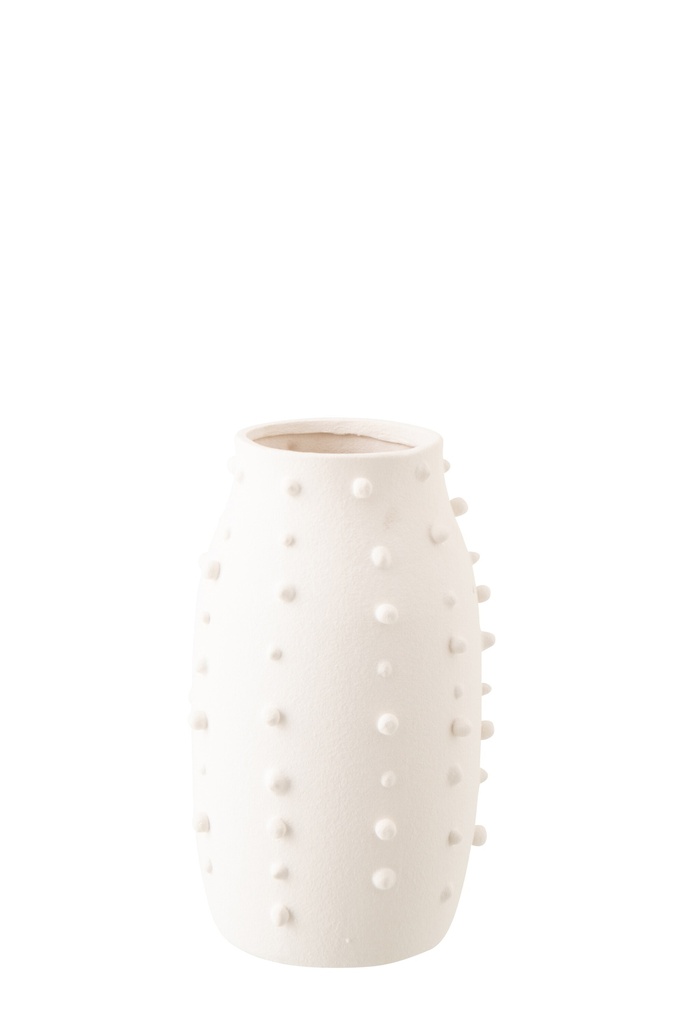 [63176] Vase Ruby Dots Stoneware White