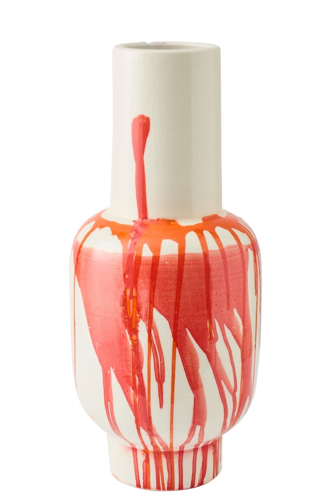 [62851] Floor Vase Ceramic Orange/White