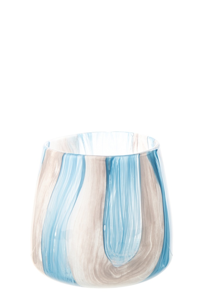 [62904] Hurricane Striped Glass Azure Blue/White