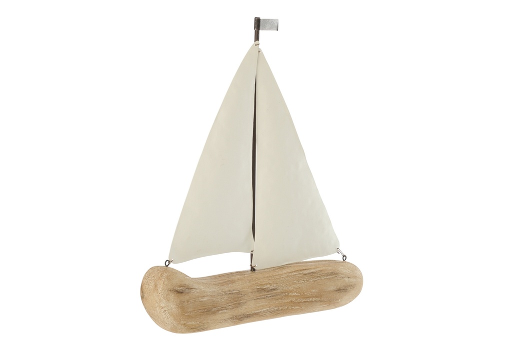 [64636] Sailboat Paulownia Wood Natural/White Large