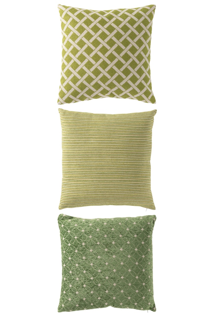 [61529] Cushion Square Polyester Green/Off-White Assortment