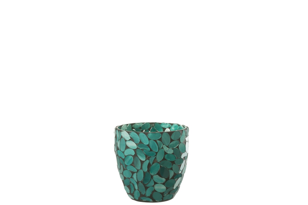 [35435] Tealight Holder Mosaic Glass Azure