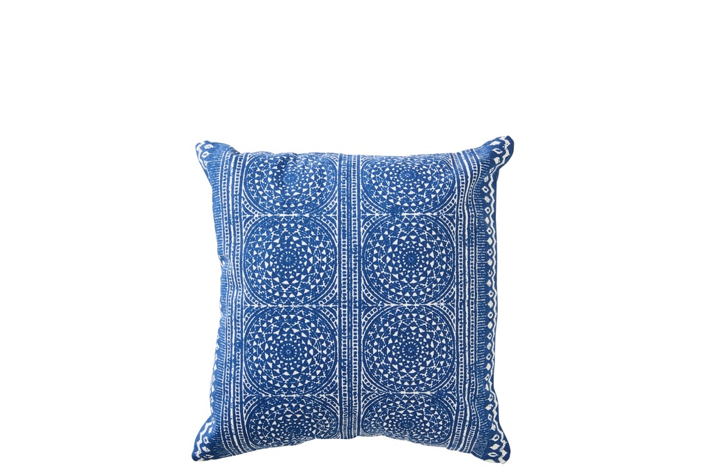 [64807] Cushion Mosaic Cotton Blue/White