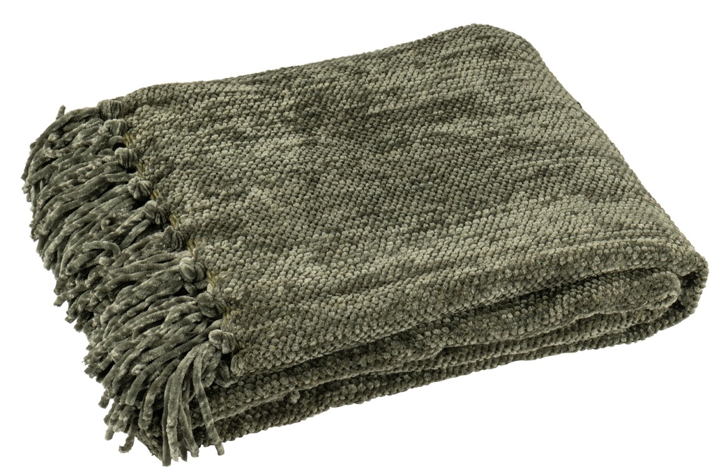 [57067] Blanket Chenille Polyester Dark Green