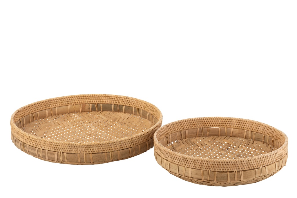 [10822] Set Of 2 Dishes Round Rattan