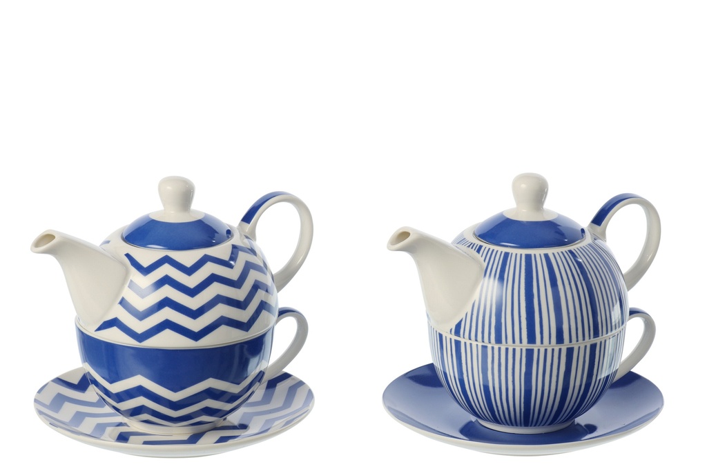 [64318] Teapot Porcelain Blue/White Assortment Of