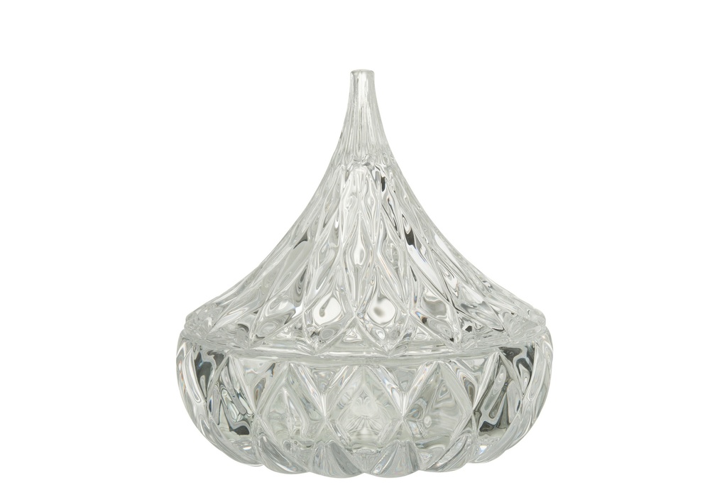 [23551] Jar Pointy Cut Glass Transparent