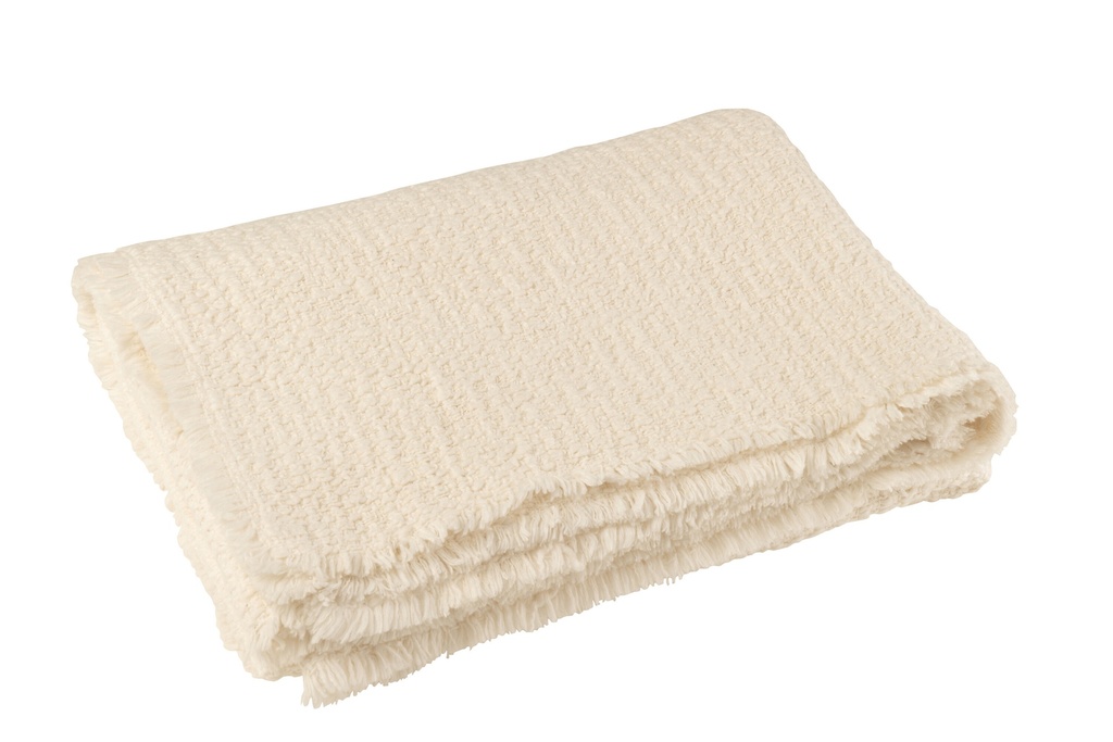 [47140] Plaid Frayed Edges Cotton/Polyester White