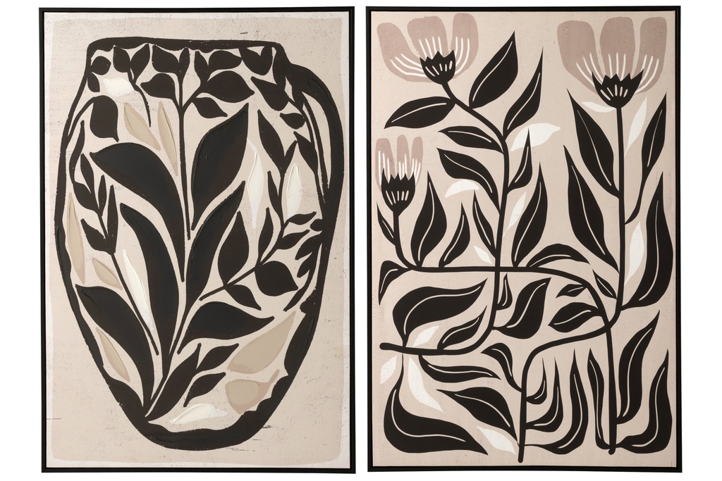 [62371] Painting Flowers Pinewood Off-White/Black Assortment