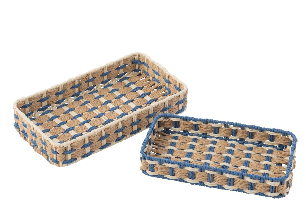 [61668] Set Of 2 Decorative Tray Rectangle