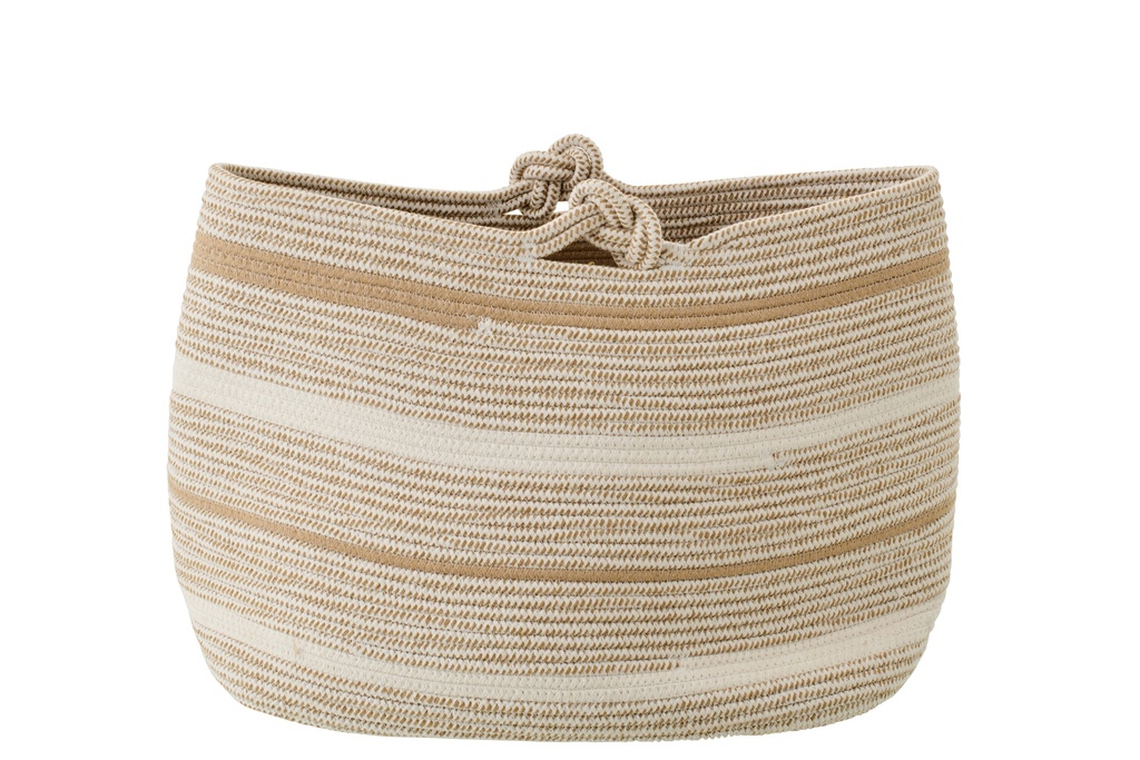 Basket Striped Polyester White/Beige