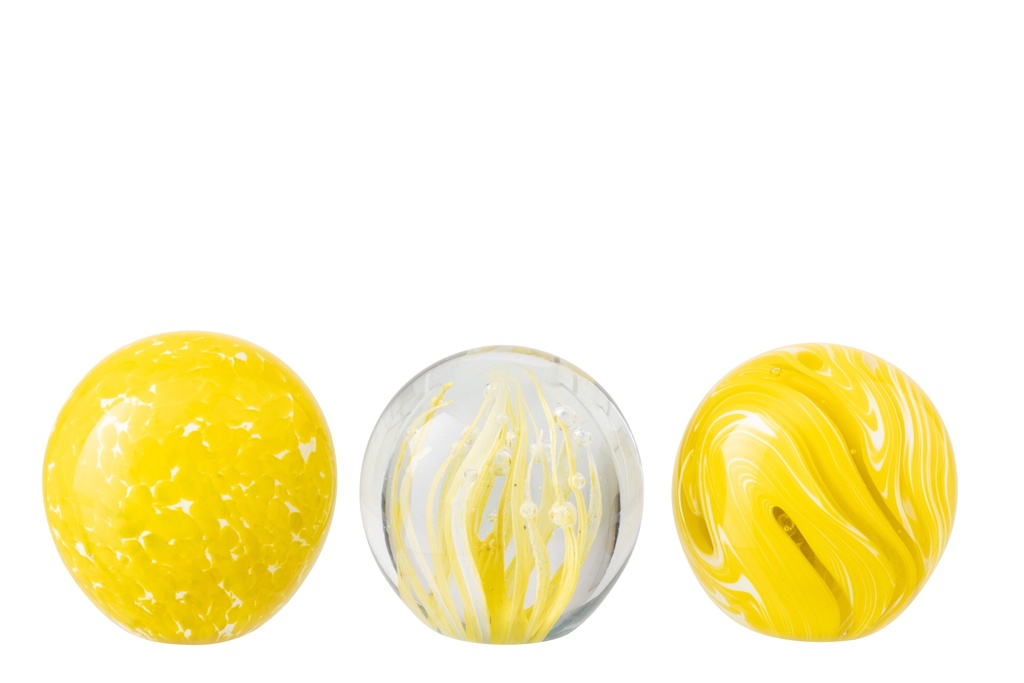 Paperweight Ball Glass Yellow/Transparent Small