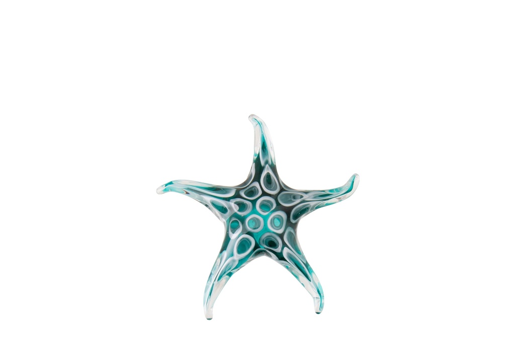 [63531] Paperweight Seastar Dots Glass Turquoise